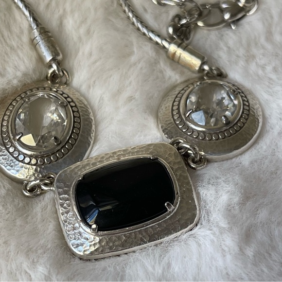 BRIGHTON|Black Onyx Clear Crystal Silver Tone 16-18” adjustable - Picture 8 of 13
